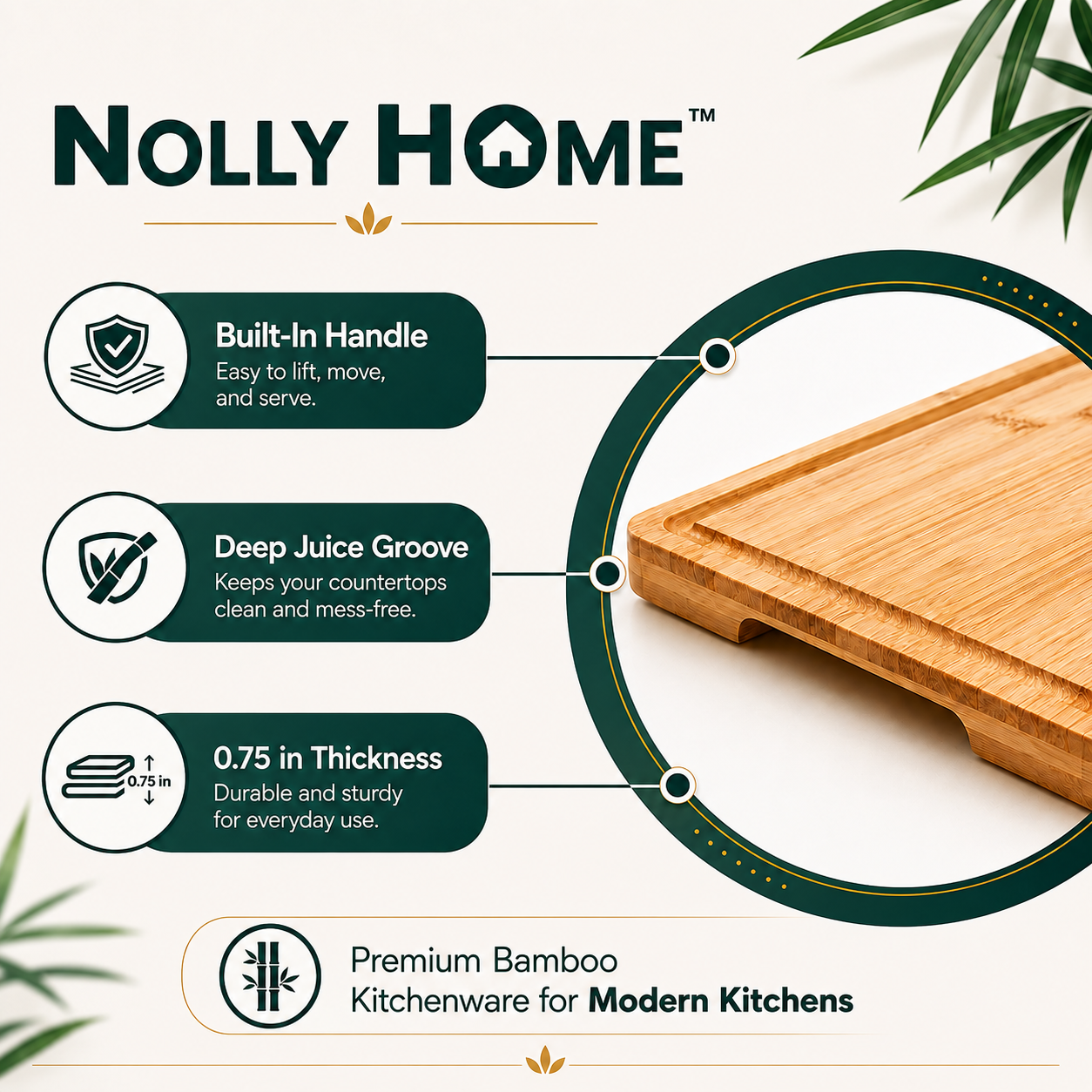 Premium Large Bamboo Cutting Board